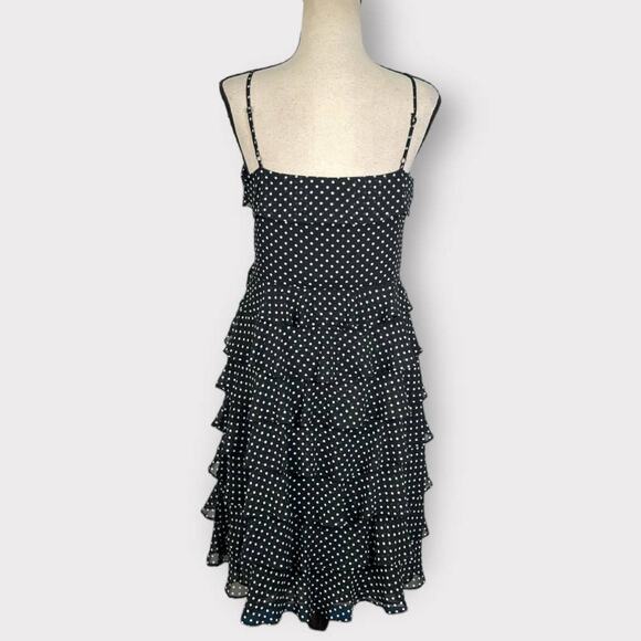 Lauren‎ Ralph Lauren Black Polka Dot Spaghetti Strap Tiered Mini Dress Sz 8 NWT - Picture 5 of 12